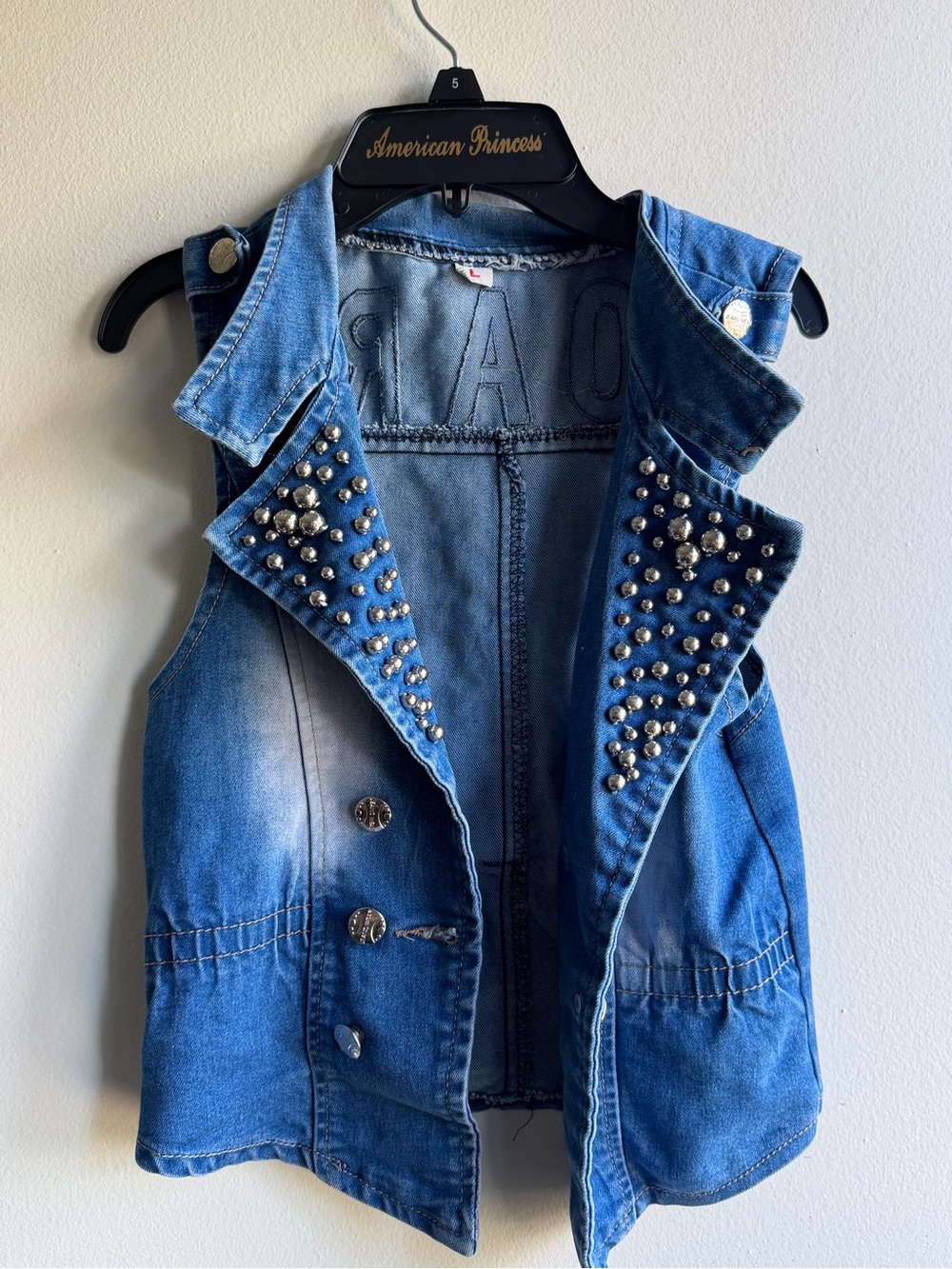 Studded Blue Denim Vest